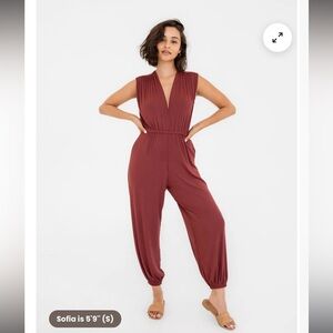 SHIRA JUMPSUIT, RIBBED REDWOOD